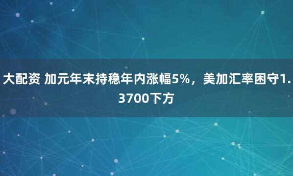 大配资 加元年末持稳年内涨幅5%，美加汇率困守1.3700下方